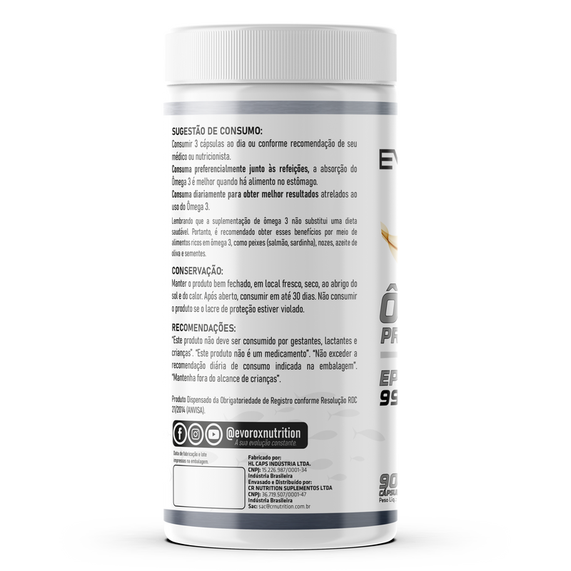 Ômega 3 Premium Fish Oil 90 Caps Evorox Nutrition